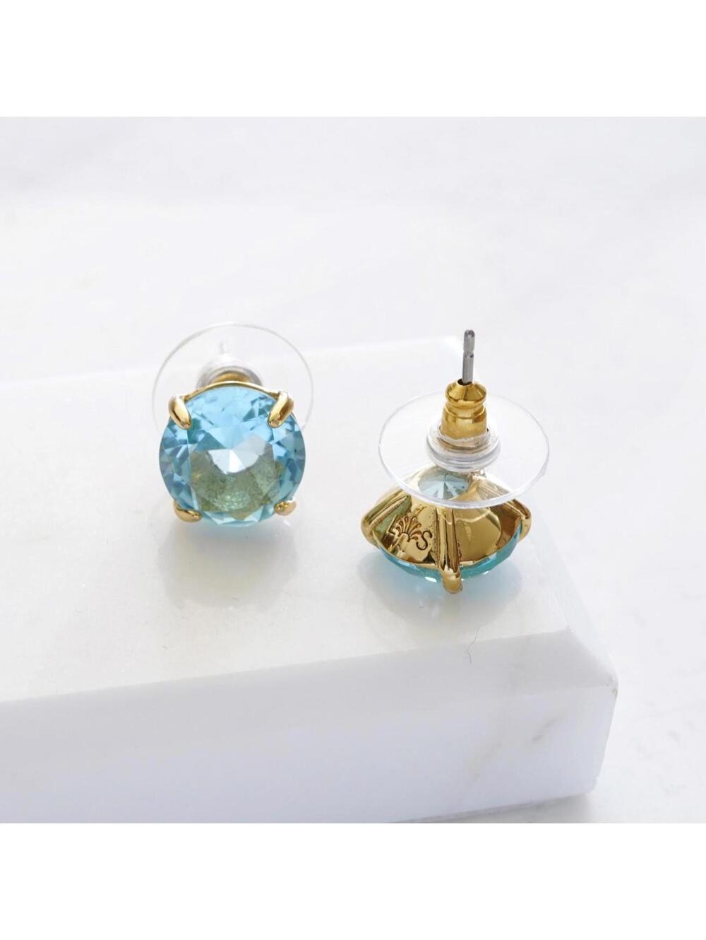 Lele Sadoughi Crystal Stud Earrings Aquamarine - Picture 2 of 4